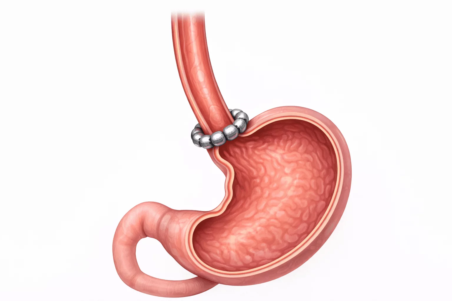 LINX® magnetic bead ring — titanium device placed around the lower esophageal sphincter
